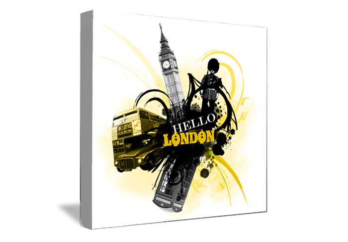 Tableau Décoration Hello London Yellow de Londres