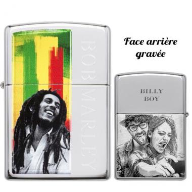 Briquet ZIPPO gravé et personnalisé Bob Marley