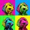 Tableau chien Pop Art 3 &#x00002192; JE SÉLECTIONNE LA COULEUR DE FOND : Flashy