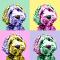 Tableau chien Pop Art 3 &#x00002192; JE SÉLECTIONNE LA COULEUR DE FOND : Pastelle