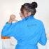 Peignoir femme brodé et personnalisé bleu turquoise